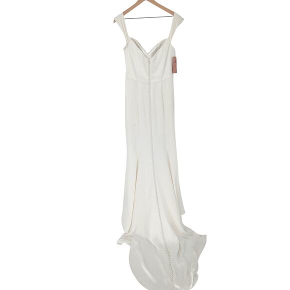 Jenny Yoo Viviana Cowl Neck Bridal Gown 10 Button Back Minimalist Wedding Dress - Picture 7 of 9